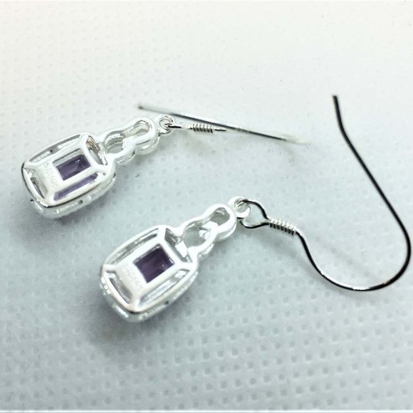 Amethyst, And Sterling Silver Drop Earrings - Picture 3 of 3